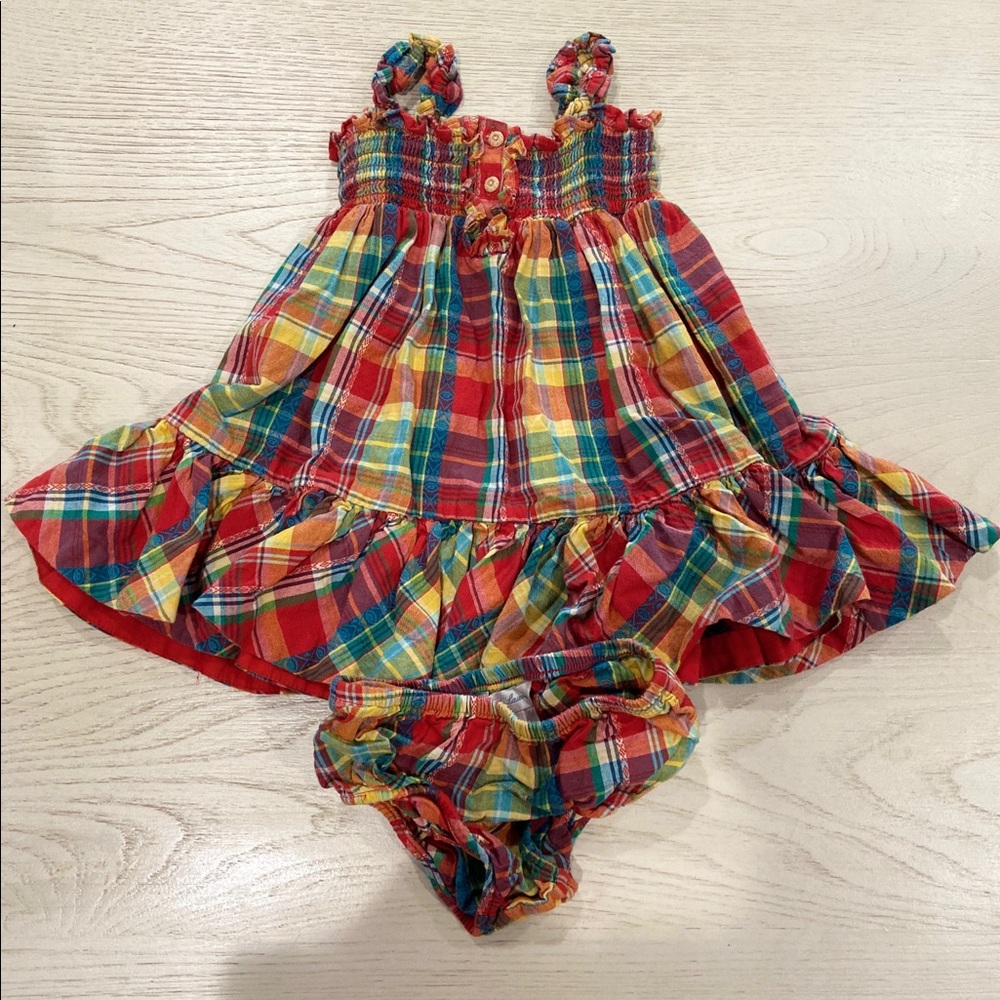 RALPH LAREN DRESS AND UNDIES 6M COLORFUL